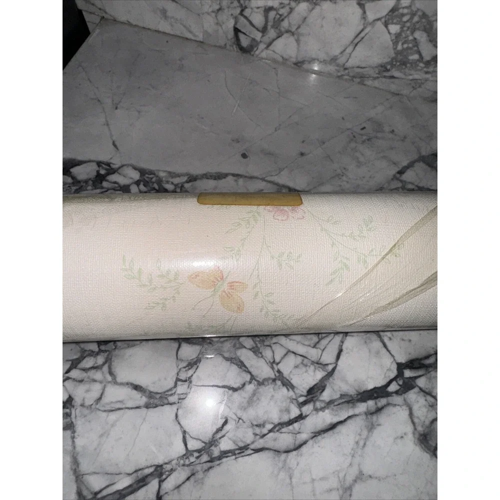 Vintage Norwall Solid Vinyl Wall Covering Wall Paper Teflon Floral Butterfly
